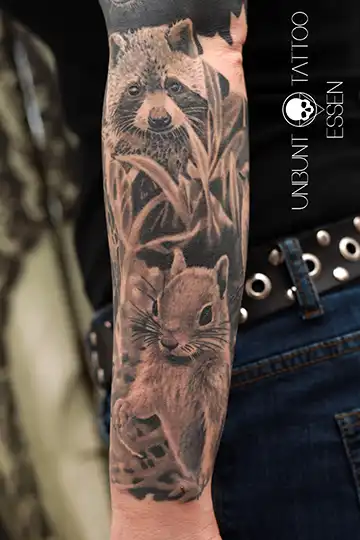 eichhörnchen waschbär tattoo tier