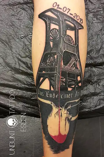 Zechen tattoo, bergbau tattoo wade mann, zeche zollverein essen tattoo